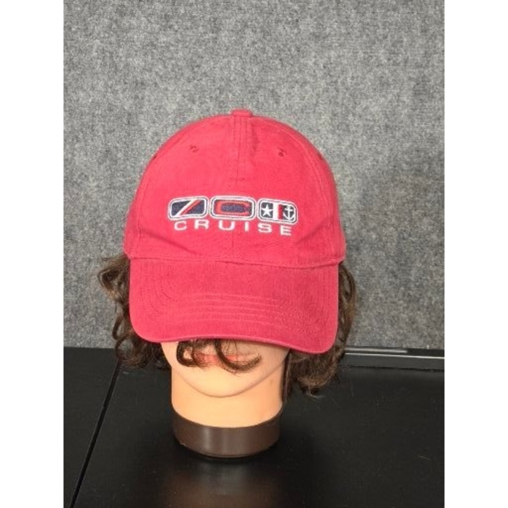 Carnival Cruise Line Red Baseball Hat Adjustable Nautical Anchor Embroidered Cap